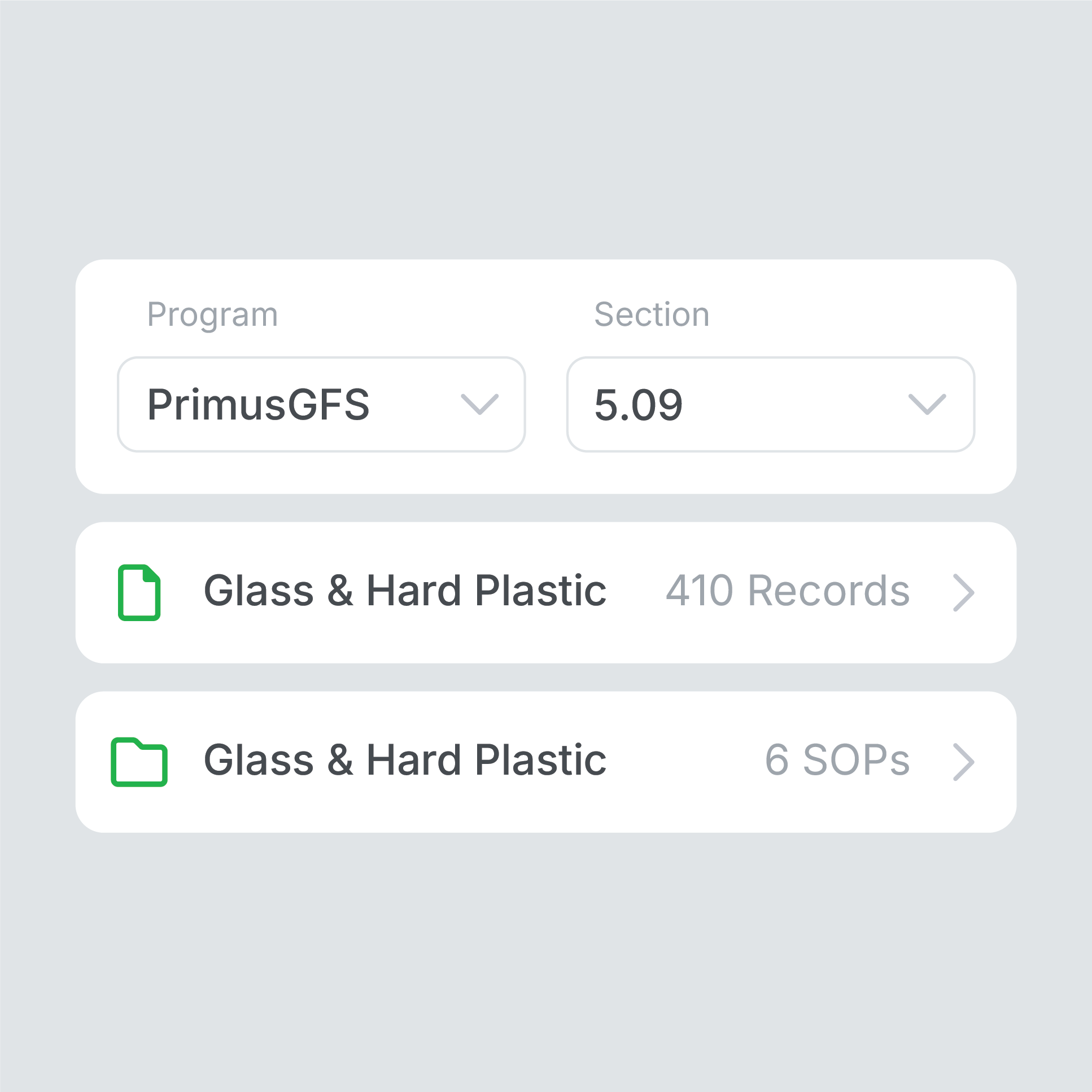 Filter Documentation per GFSI Program Code