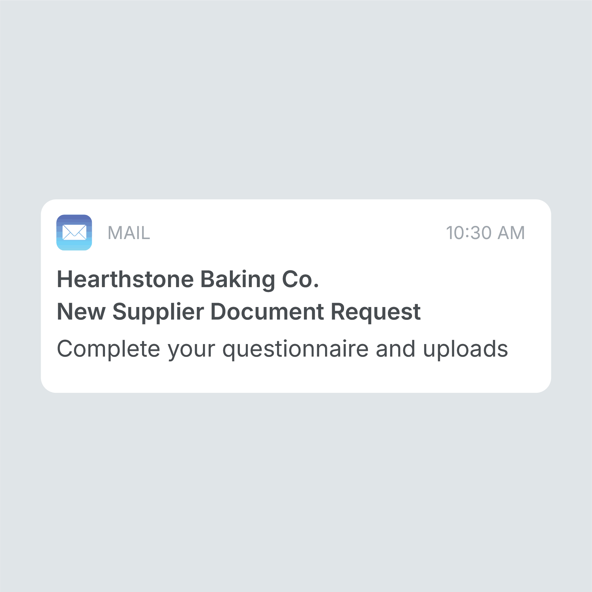 New supplier onboarding