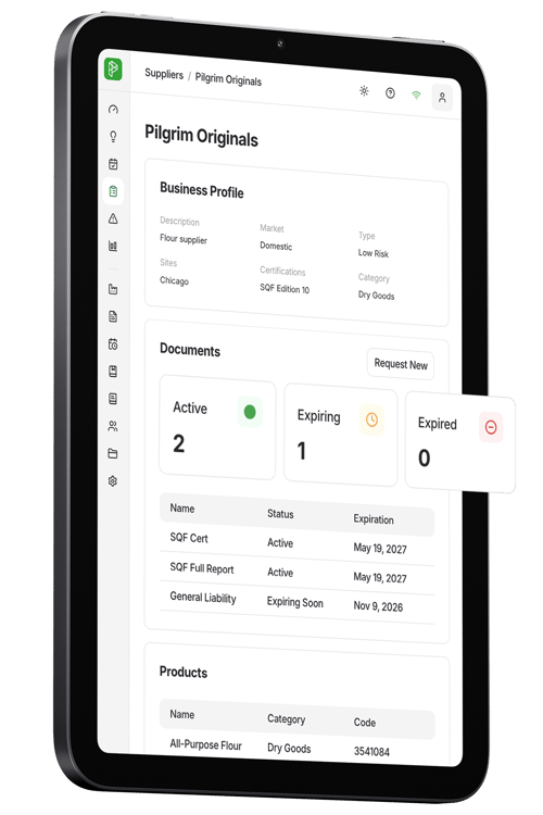 Supplier profile with popout doc cards Supplier profile with popout doc cards