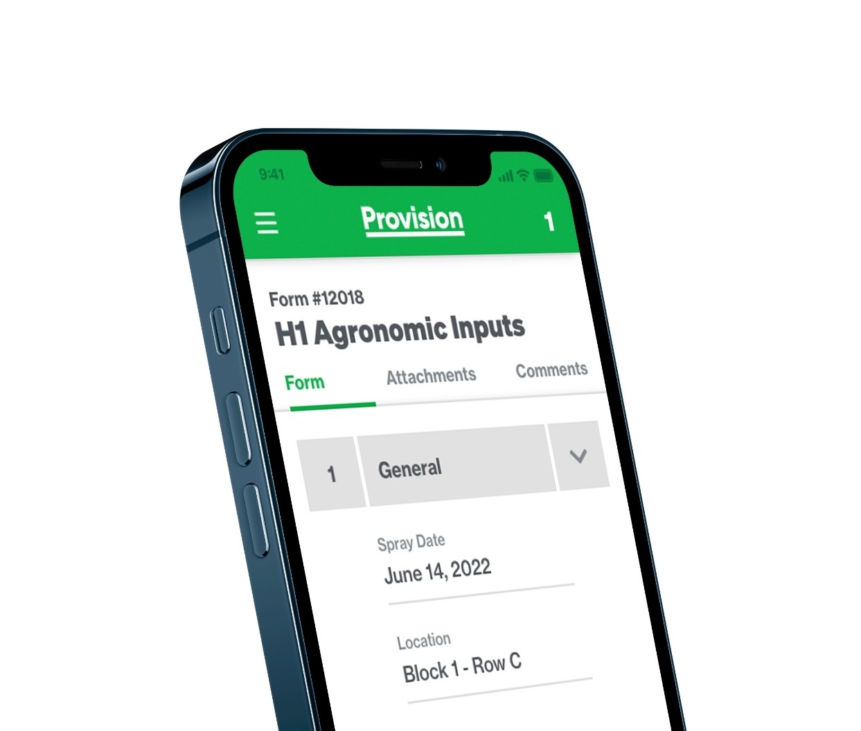 Provision App H1 Agronomic Inputs on Mobile