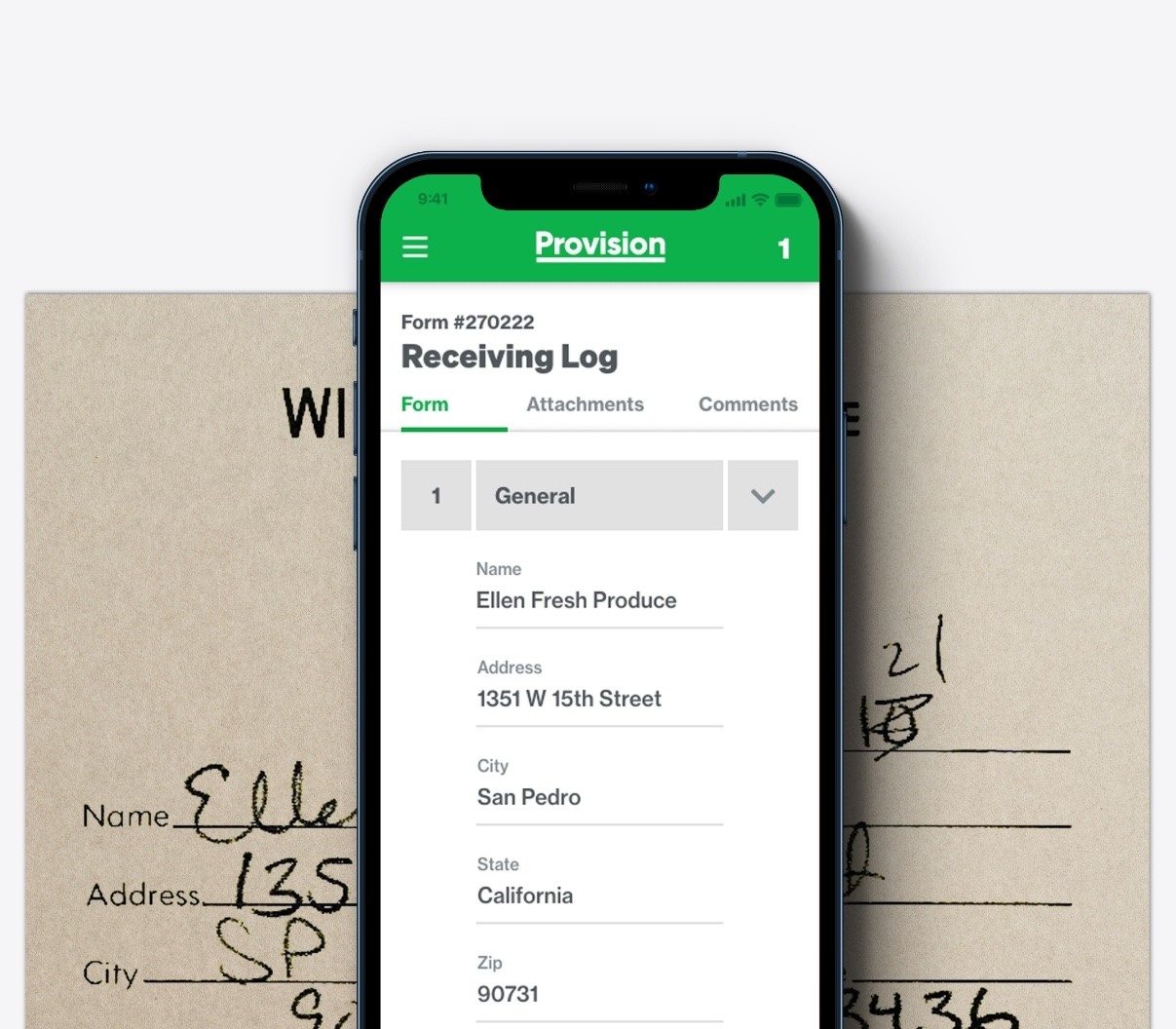 Provision App Receiving Log on the Mobile