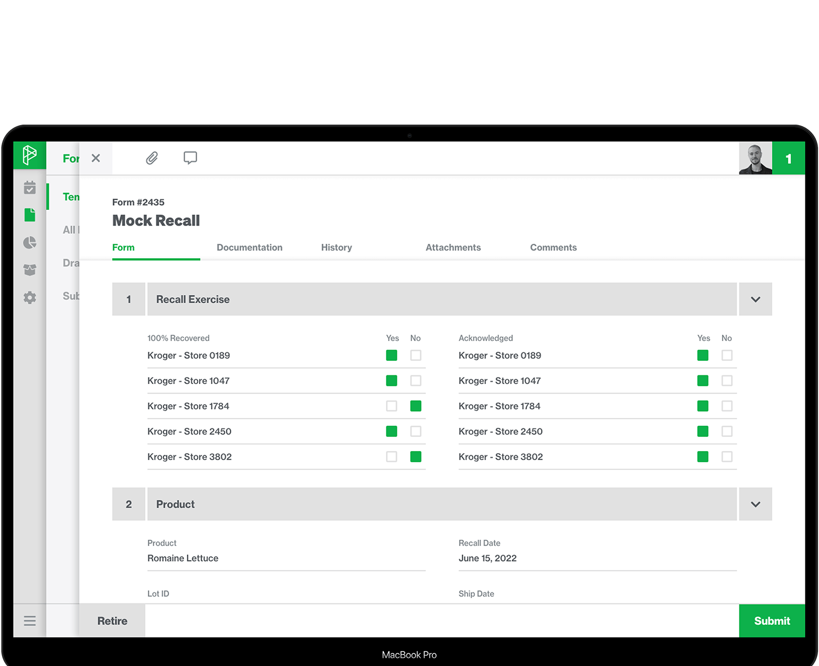 Production Log form