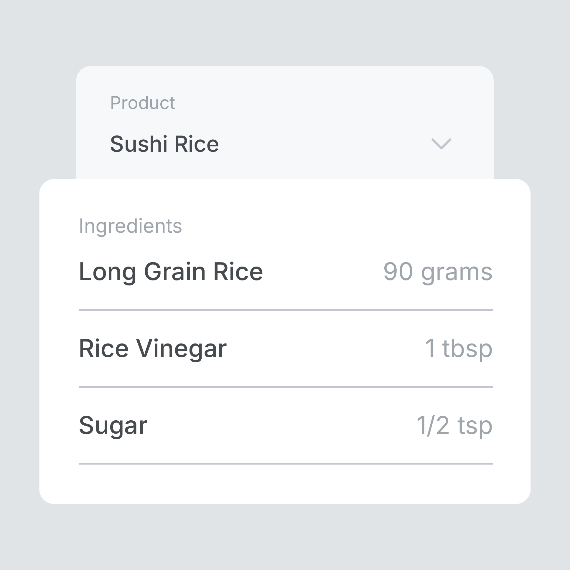 Recipe management for ingredient autofill traceability Provision-min